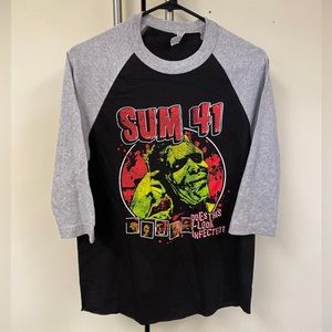 SUM 41 Does This Look Infected? Raglan Shirt Pop Punk Size Small Brand New